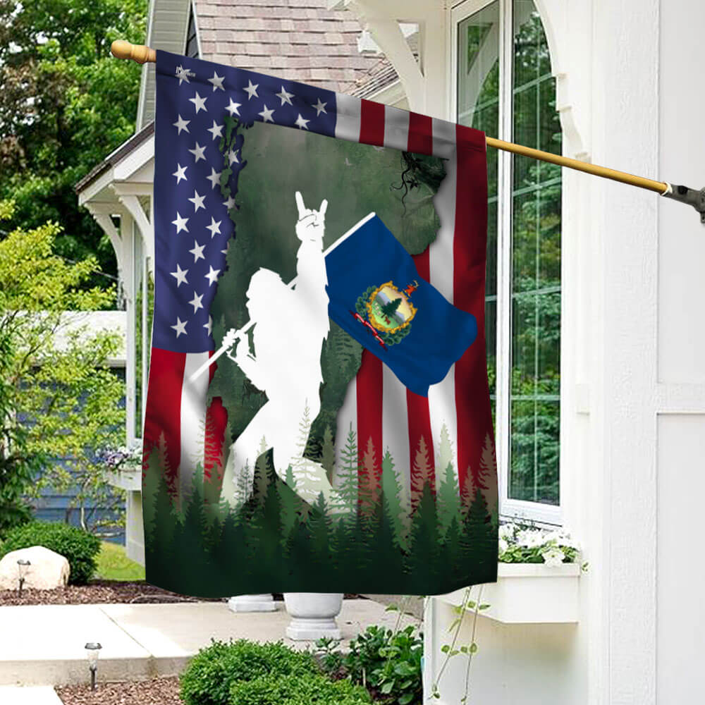 Bigfoot Sasquatch Vermont American Flag