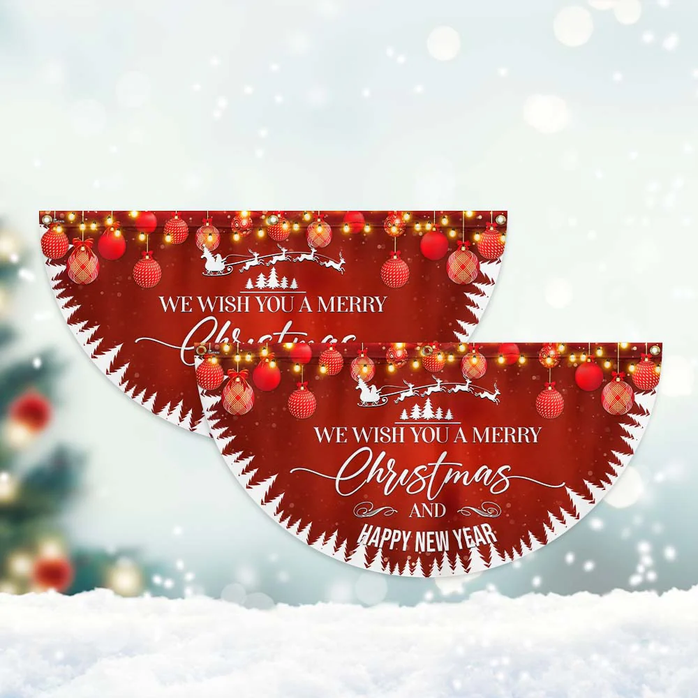 We Wish You A Merry Christmas And Happy New Year Non-Pleated Fan Flag