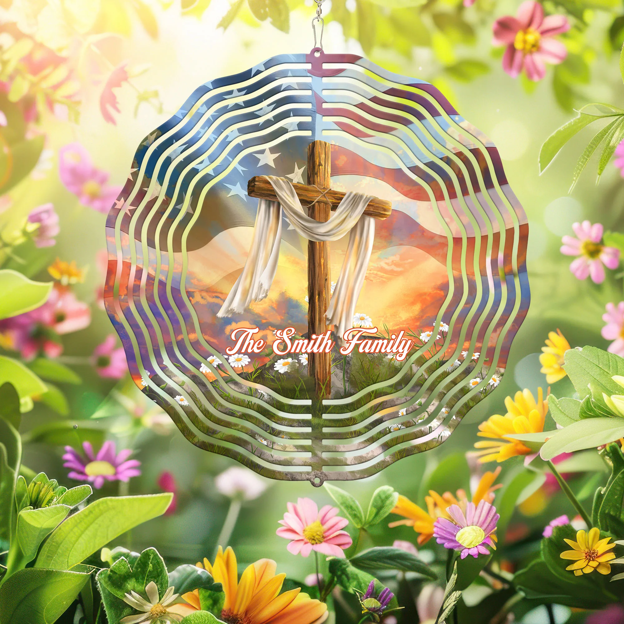 Personalized Christian Cross, Easter Day Christian Wind Spinner