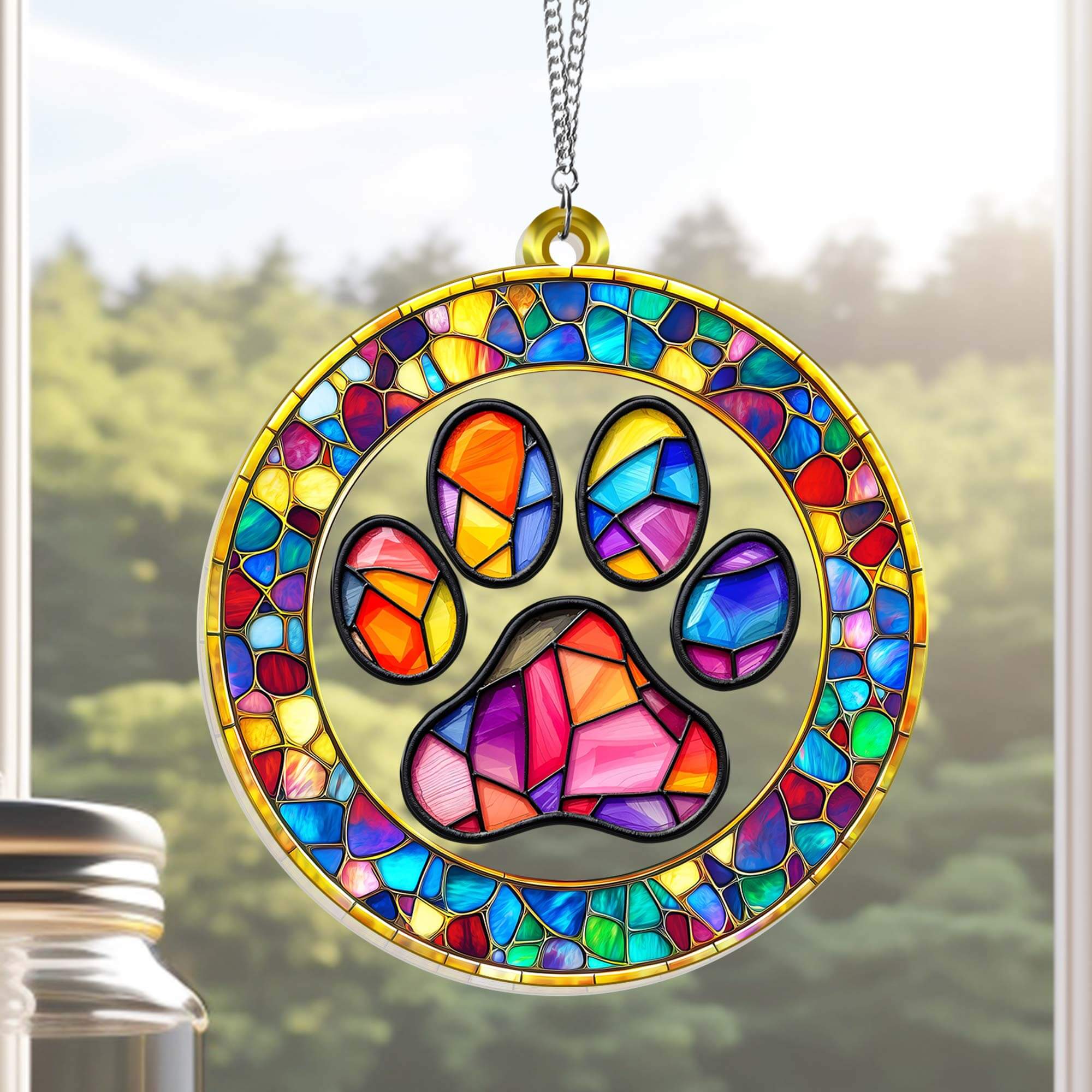 Pet Paw Dog Lover Memorial Dog Acrylic Suncatcher Window Hanging
