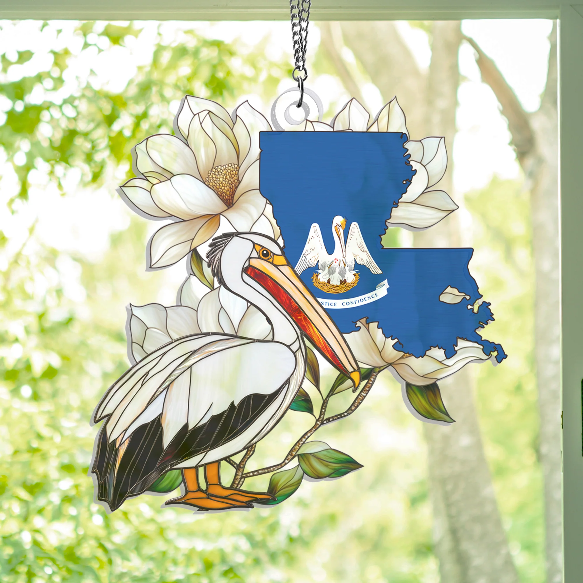 Louisiana Pelican Suncatcher Acrylic Hanging