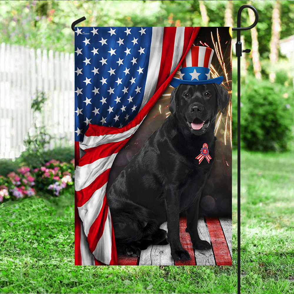 Black Labrador Flag 7th of july Black Labrador American Flag