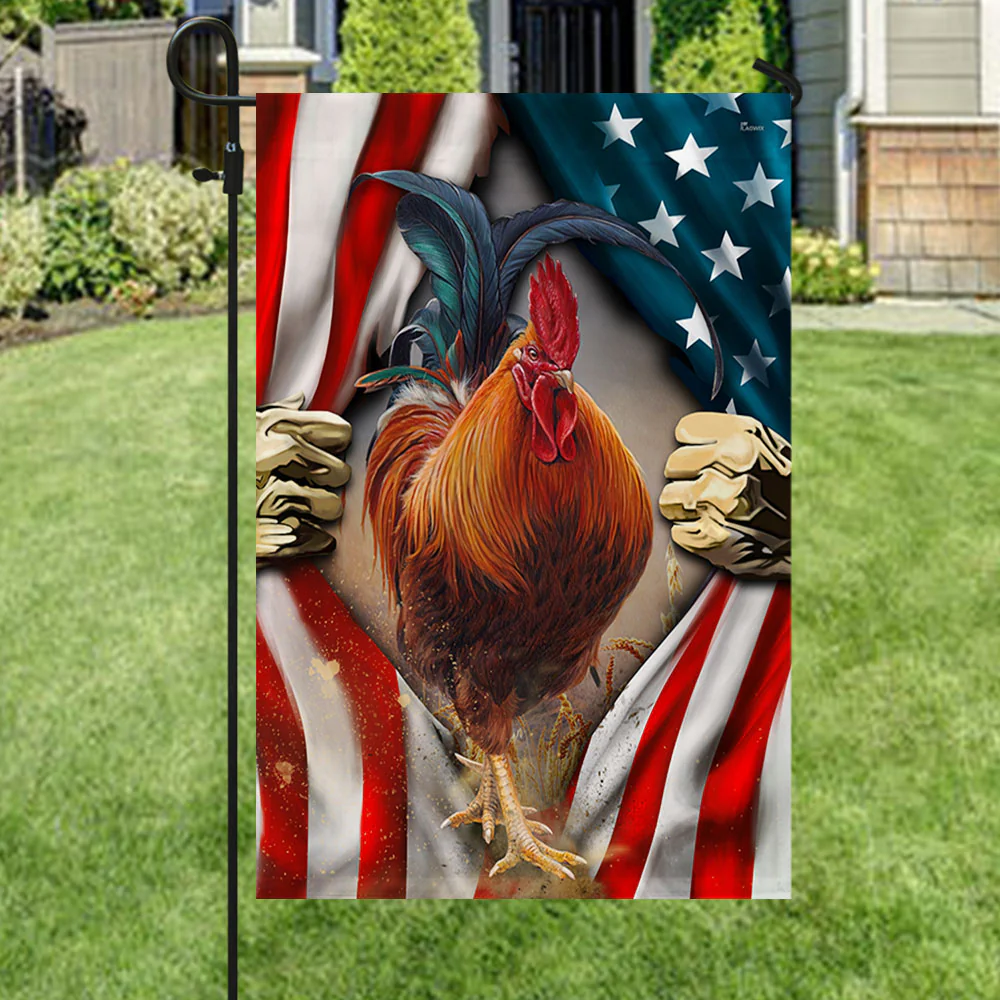 Chicken Rooster American Flag, Farm Flag