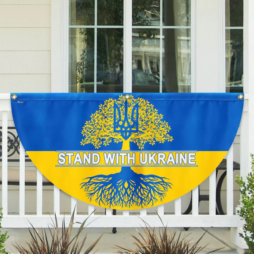 Stand With Ukraine Non-Pleated Fan flag