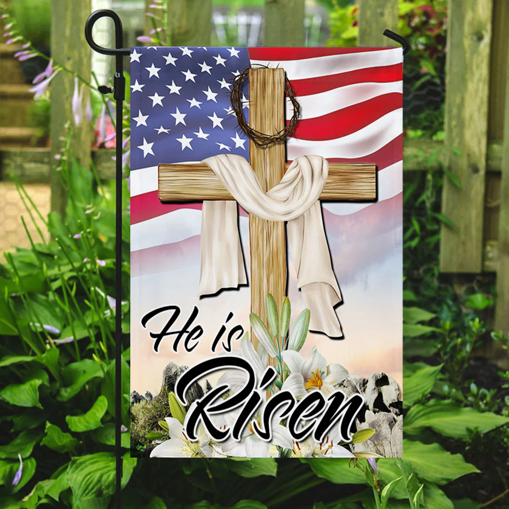 Easter Jesus He Is Risen American Flag