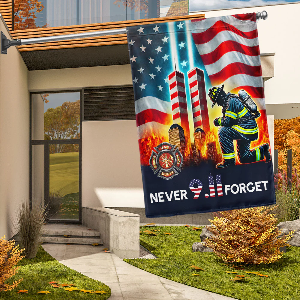 Patriot Day 911 Never Forget Firefighter Twin Tower American Flag 3-Day Shipping