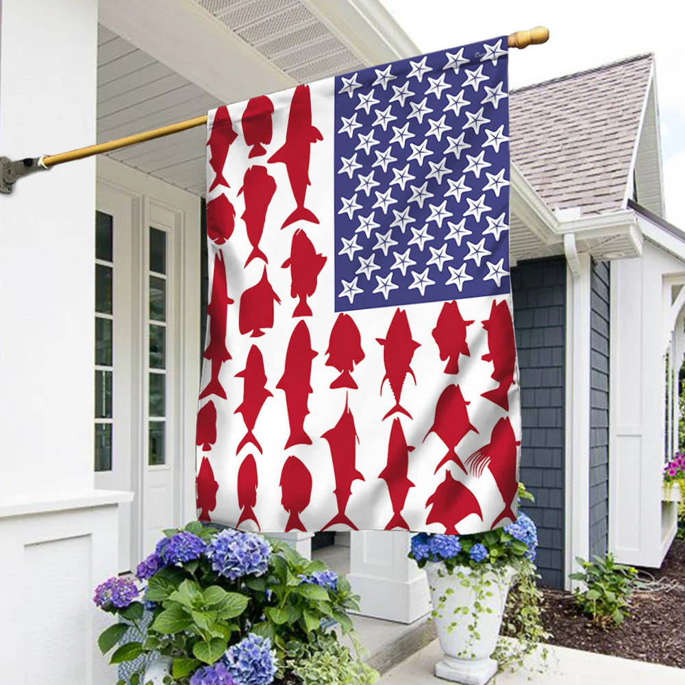 Fishing Fish july 4th Patriotic American Flag