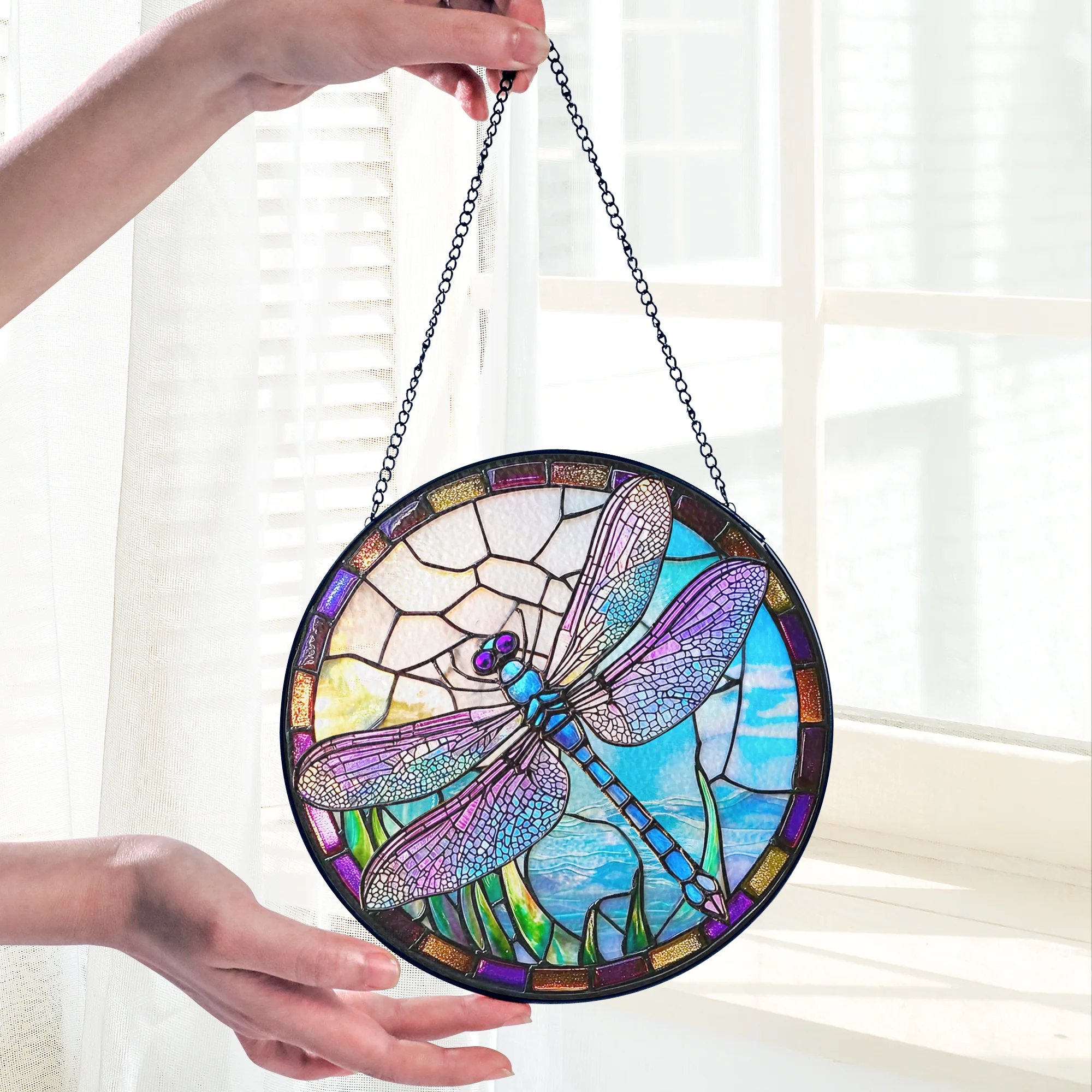 Dragonfly Spring Stained Glass Suncatcher