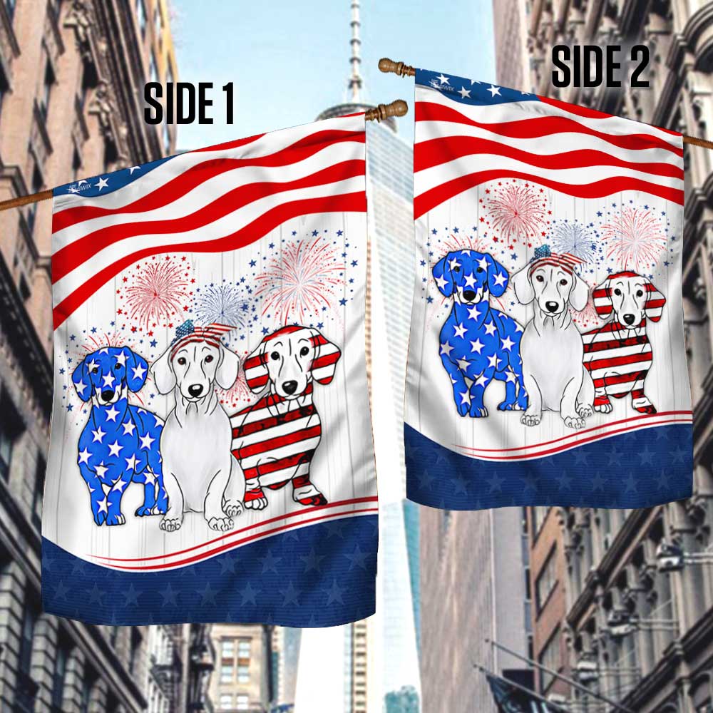 Dachshund American Flag Bimipi  ™ Decorative Flag With Dog Dachshund