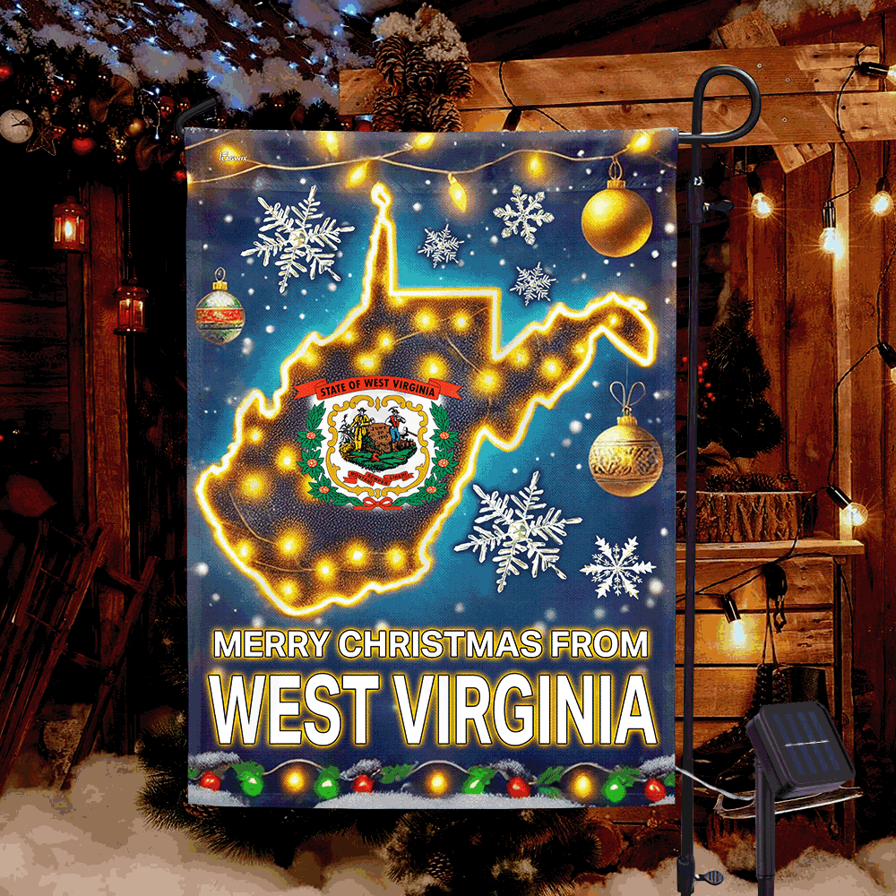 West Virginia Christmas Solar Led Garden Flag