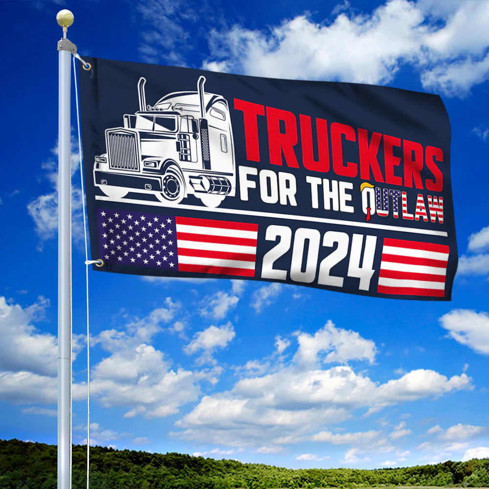 Trucker For The Outlaw American Flag Support For Felon Patriotic Grommet Flag