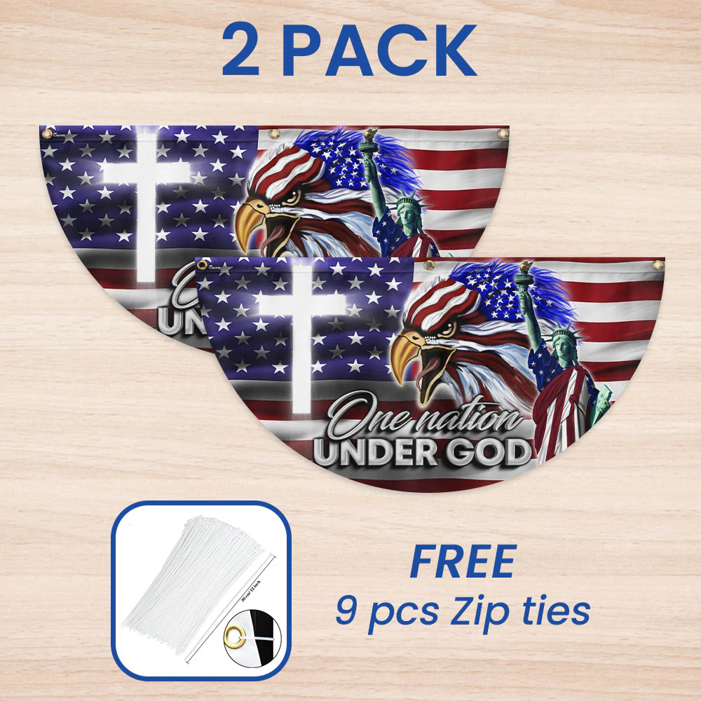 US Eagle Cross Freedom One Nation Under God Non-Pleated Fan Flag