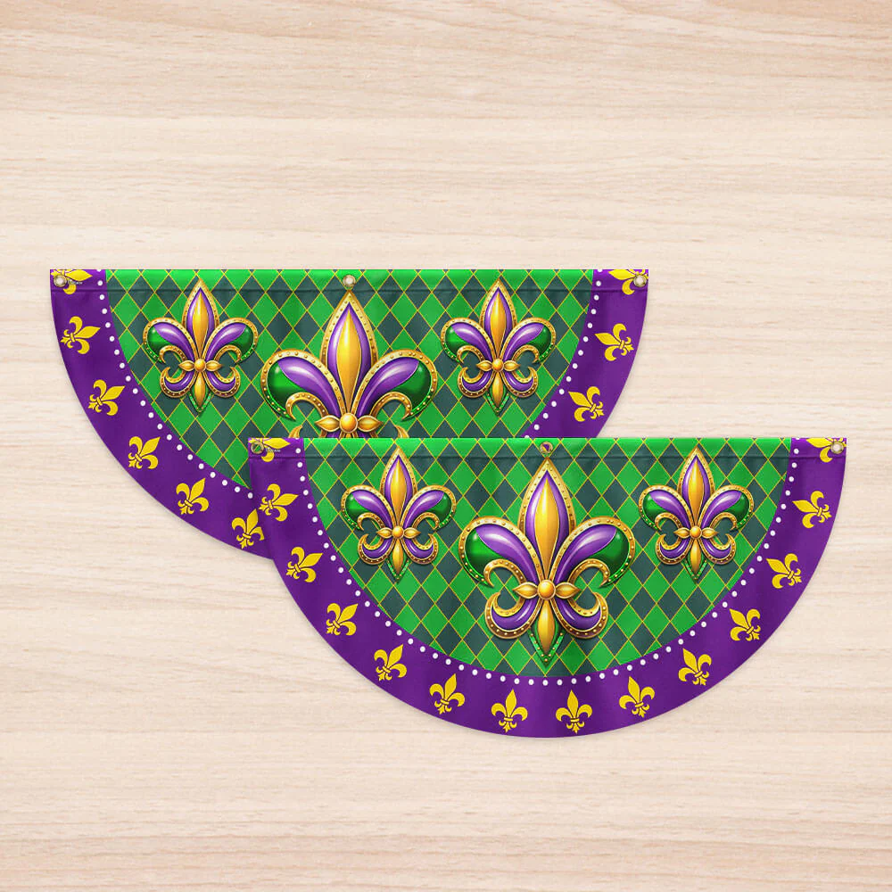 Fleur-de-lis Mardi Gras Non-Pleated Fan Flag