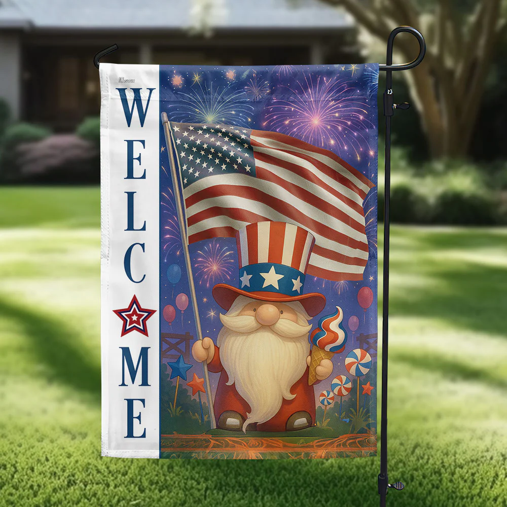 Bimipi American Flag - Welcome 4th of july Gnome Patriotic American Flag