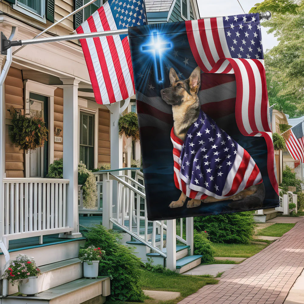 Bimipi American Flag - German Shepherd American Patriot Flag Wrapped in Glory