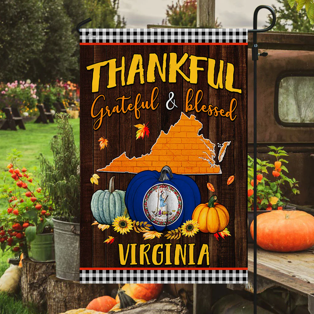 Virginia Fall Flag Thankful Grateful and Blessed TQN446Fv6