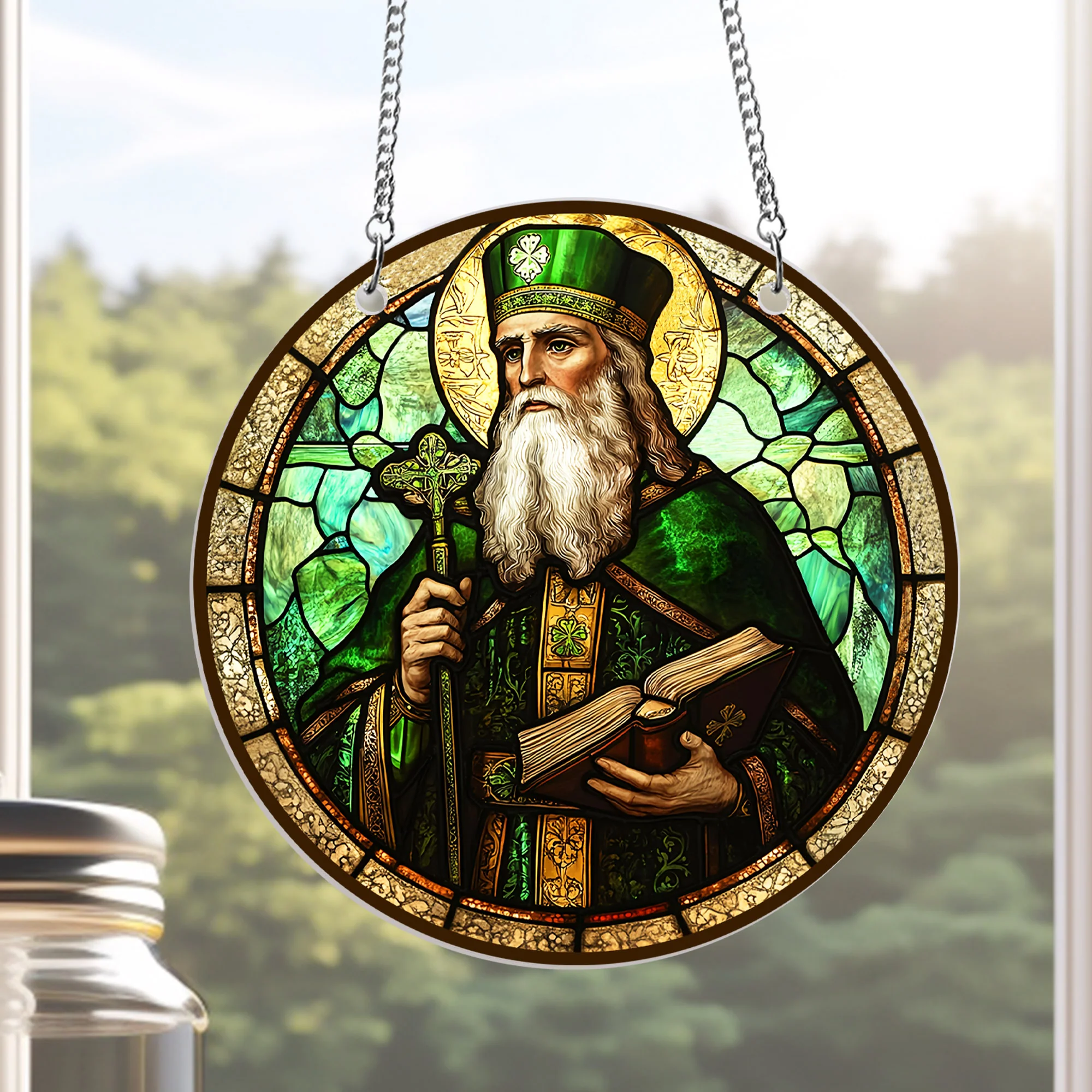 Saint Patrick St. Patrick's Day Suncatcher Acrylic Hanging Sign