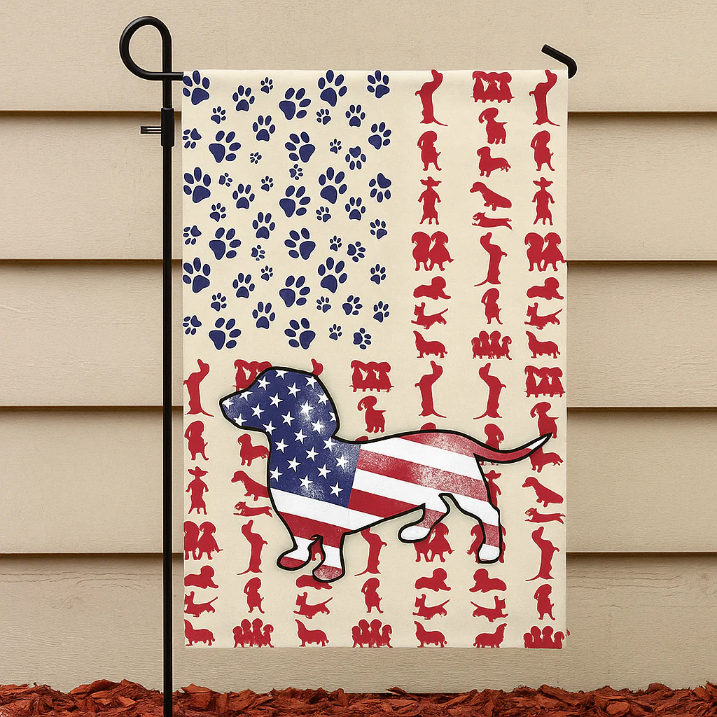 Dog Dachshund American Flag 3-Day Shipping