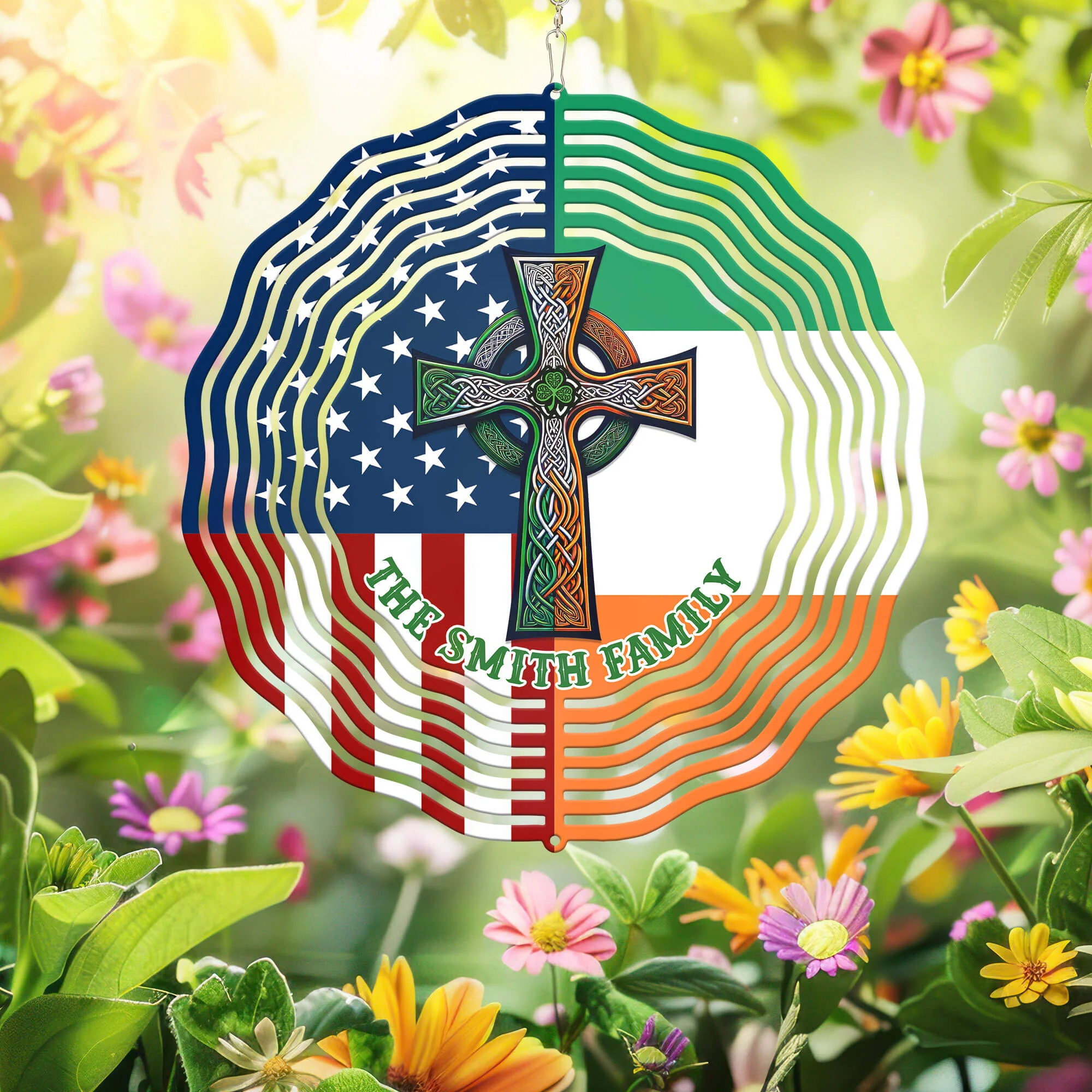 Personalized Irish Celtic Knot Cross St. Patrick’s Day Irish Wind Spinner