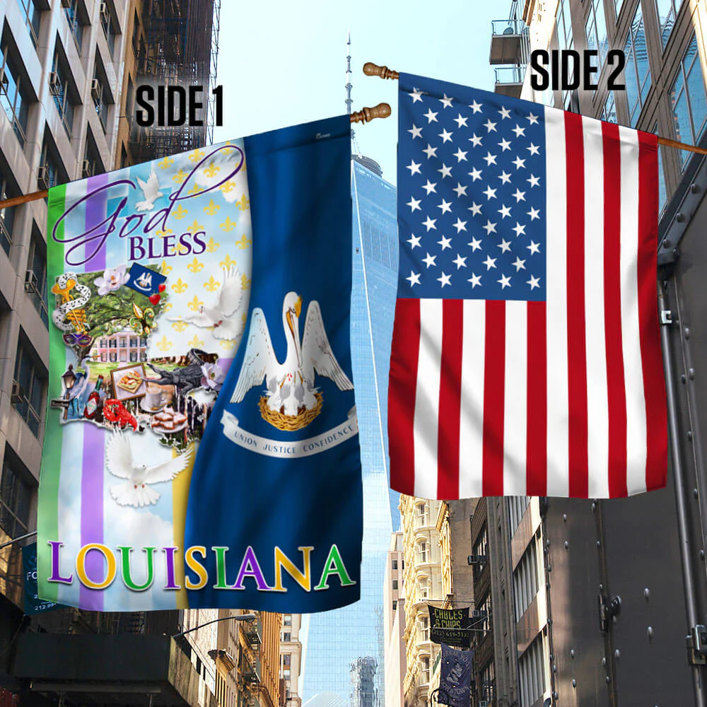 Louisiana Flag God Bless Louisiana Two-Sided Flag
