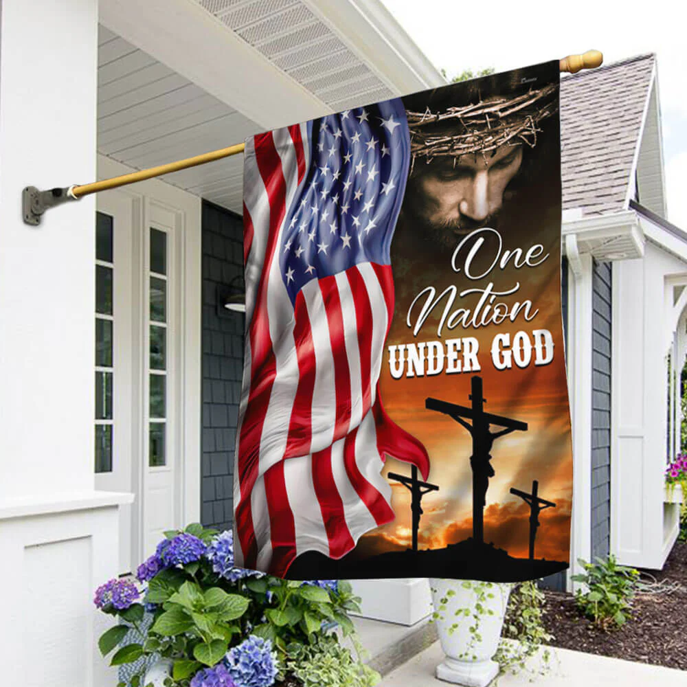 Bimipi American Flag - One Nation Under God, Jesus Christian American Eagle Flag TPT846Fv1