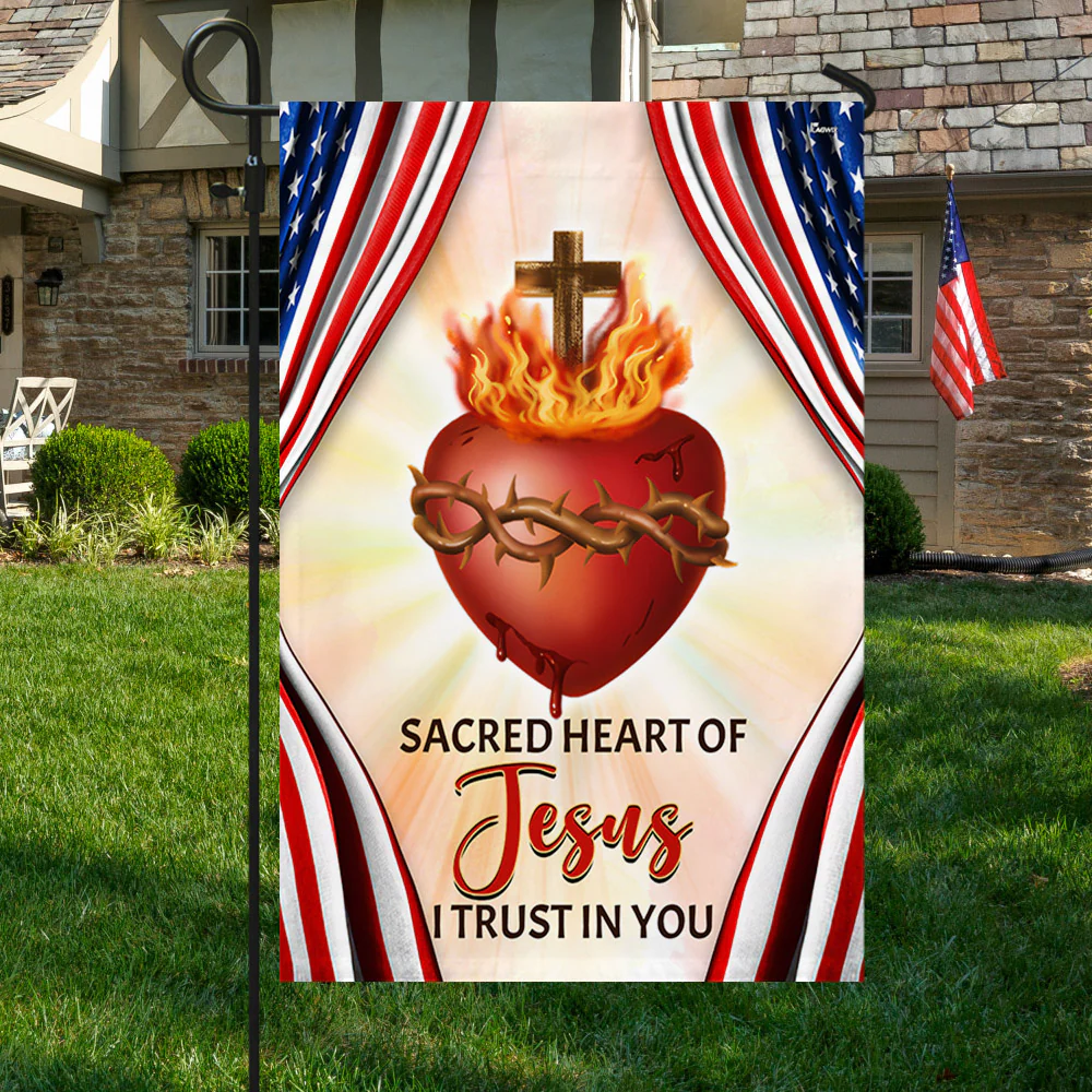 Sacred Heart Of Jesus I Trust In You Jesus American Flag