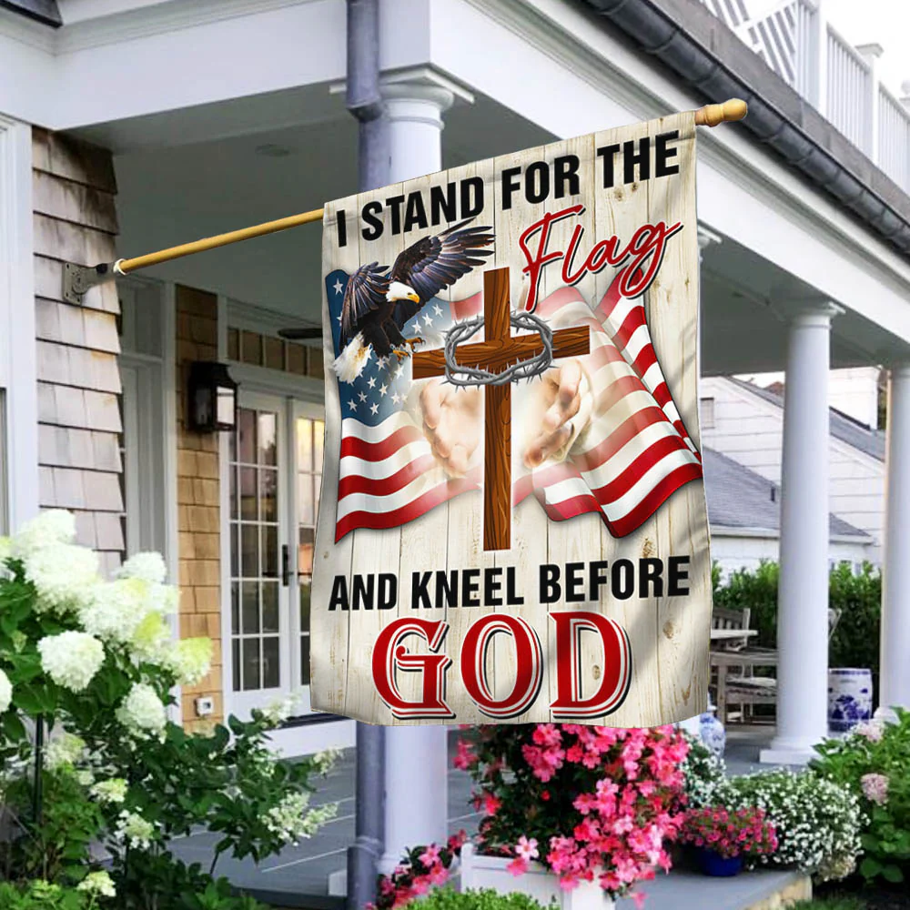 Veterans Day Flag, Jesus Christ American Flag I Stand For The Flag and Kneel Before God Flag