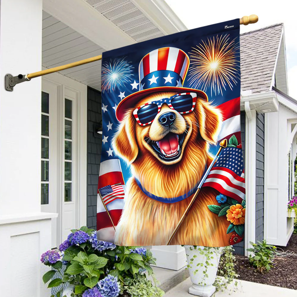 Bimipi American Flag - Golden Retriever Dog Happy 4th Of july Flag