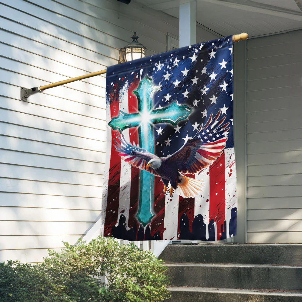 Bimipi American Flag - Eagle Patriot Christian Cross 4th of july Flag