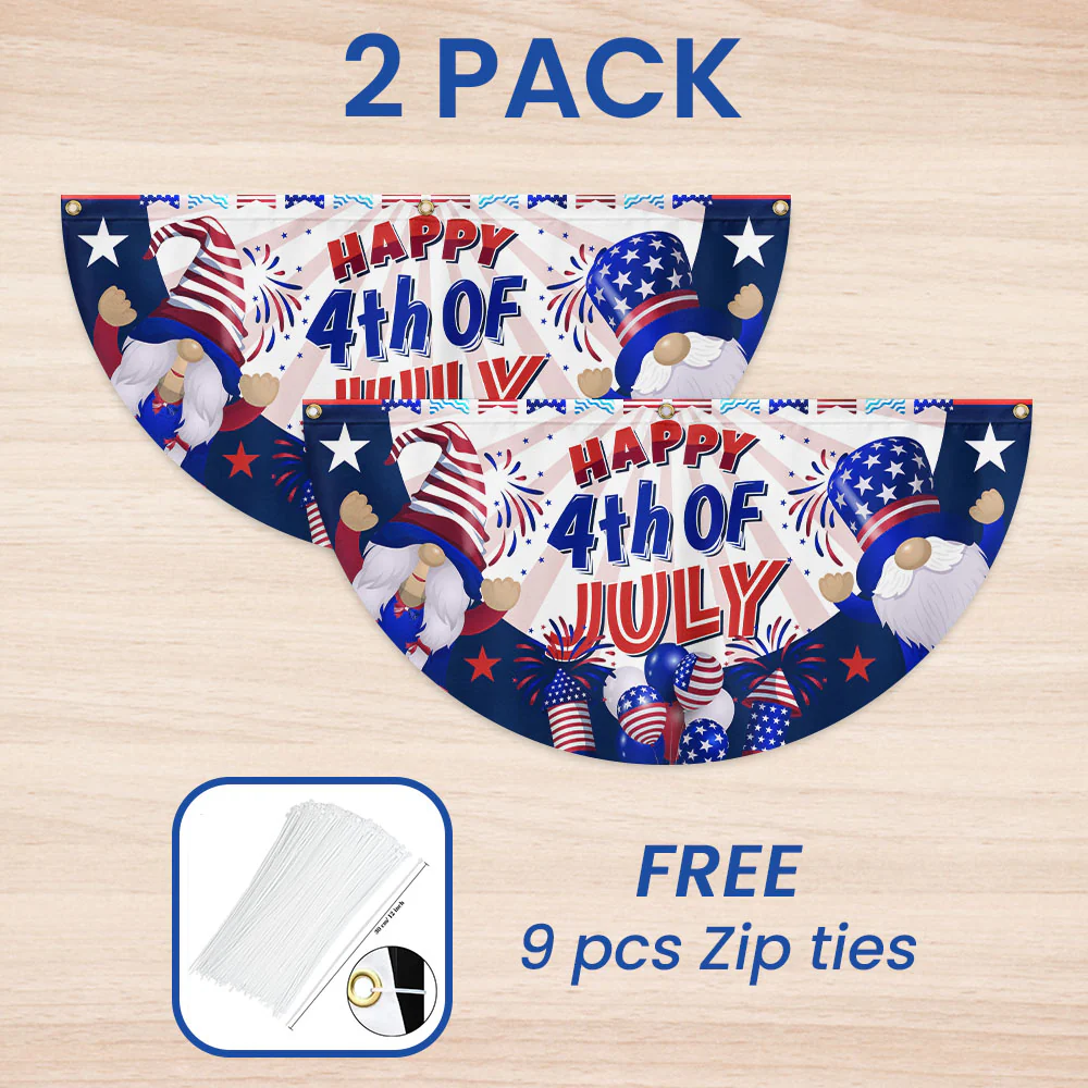 Bimipi American Flag - Happy 4th Of july Independence Day Gnomes Non-Pleated Fan Flag