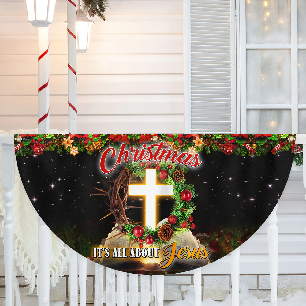 Christmas It's All About Jesus Non-Pleated Fan Flag