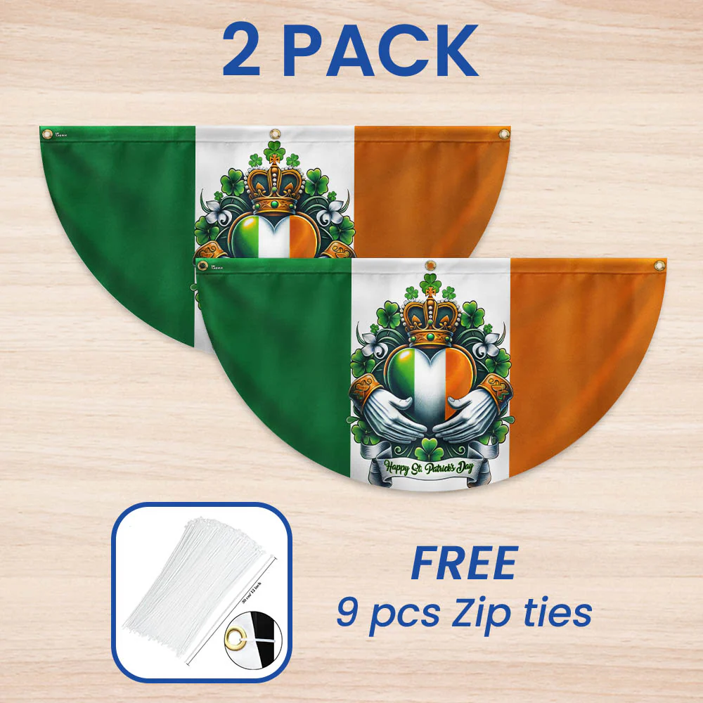 Happy St. Patrick’s Day Claddagh Symbol Irish Non-Pleated Fan Flag