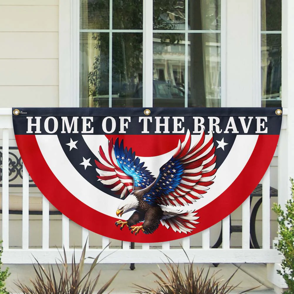 Patriotic Eagle Home of the Brave Non-Pleated Fan Flag