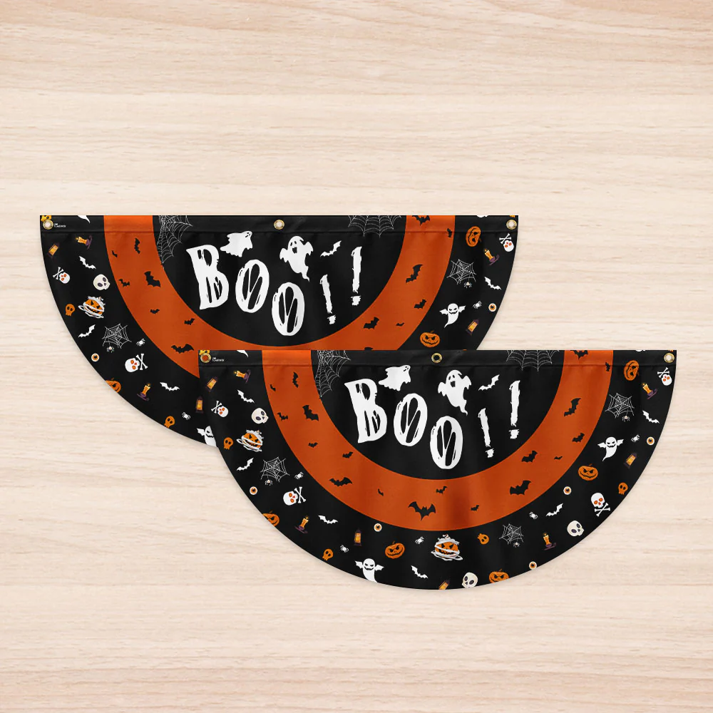 Happy Halloween Spooky Ghost Boo Non-Pleated Fan Flag