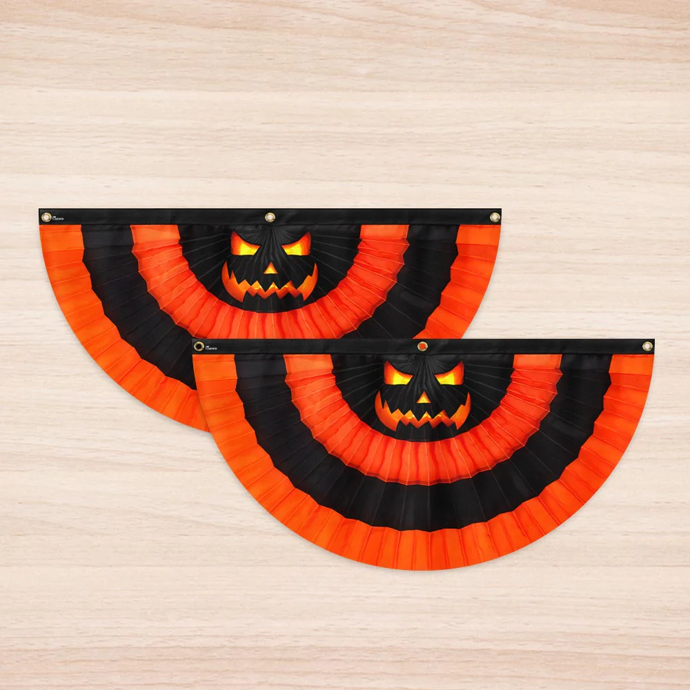 Halloween Scary Pumpkin Jack-o'-lanterns Non-Pleated Fan Flag
