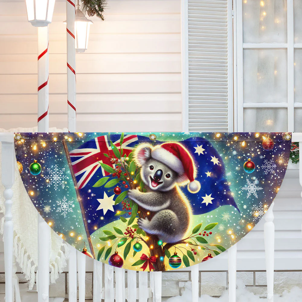 Australian Koala Christmas Australia Non-Pleated Fan Flag
