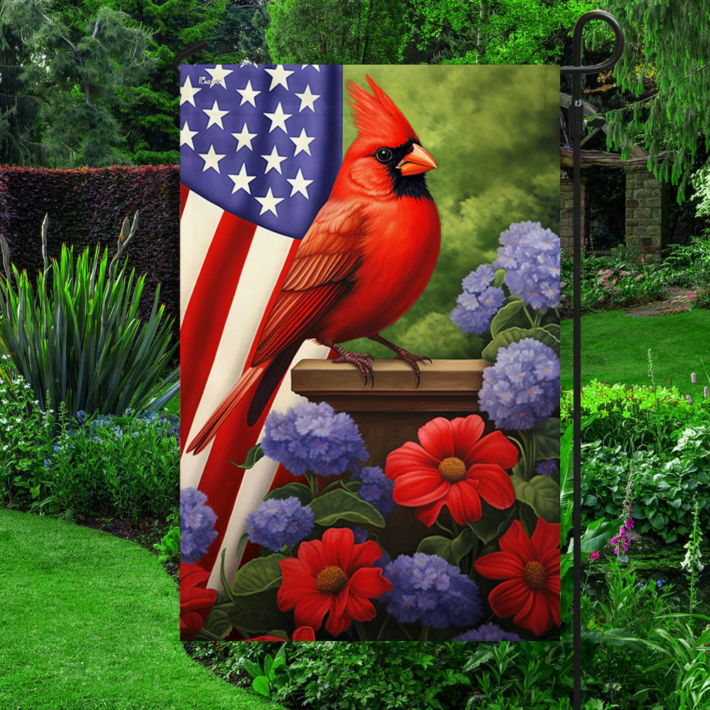 Patriotic Cardinal American Flag