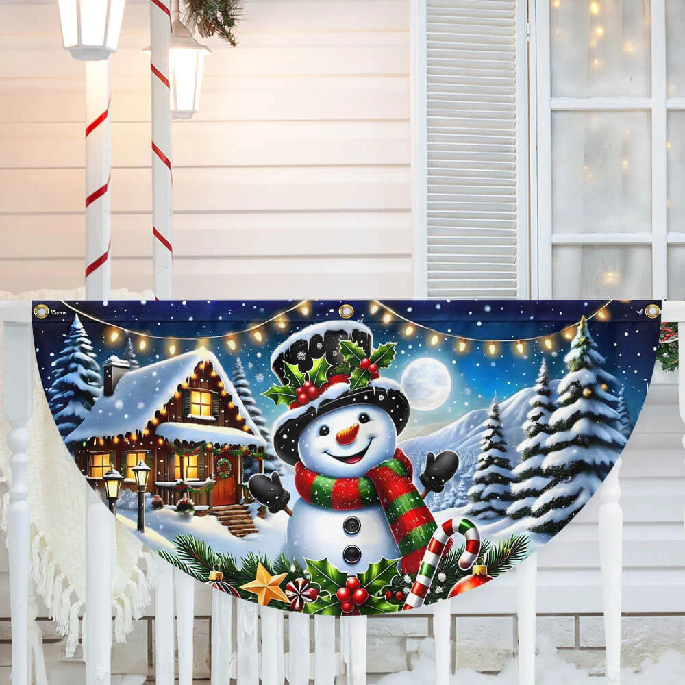 Snowman Winter Christmas Non-Pleated Fan Flag