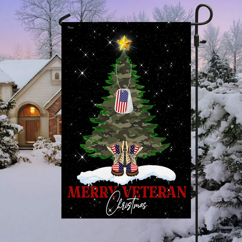 Merry Veteran Christmas Flag, Veterans Day Flag, American Flag