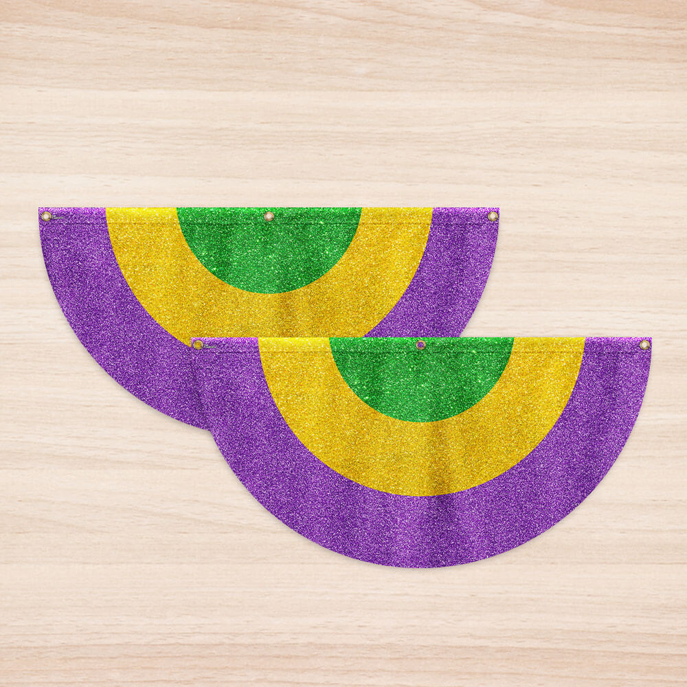 Mardi Gras Carnival Fat Tuesday Non-Pleated Fan Flag