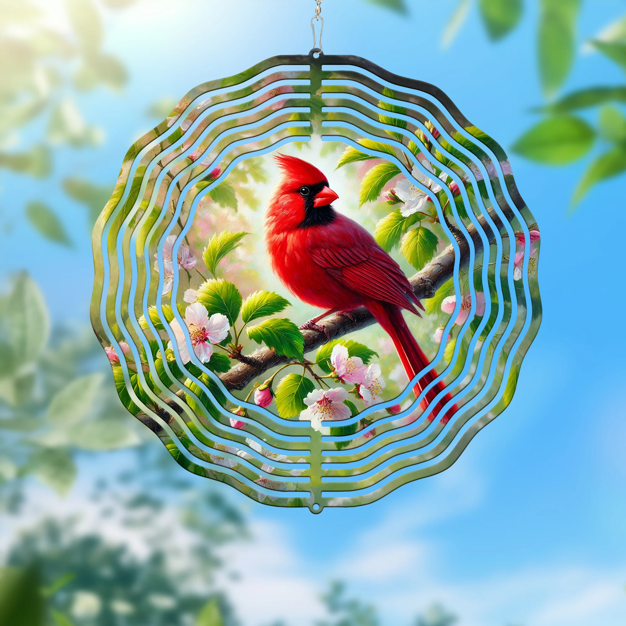 Red Cardinal Bird Spring Wind Spinner