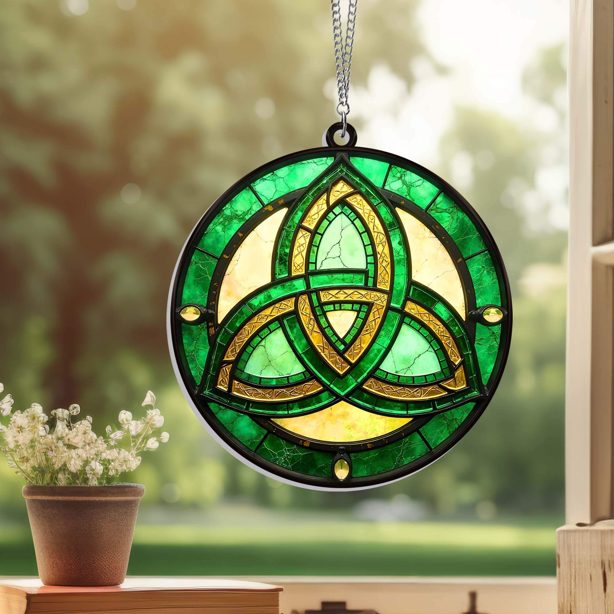 Celtic Trinity Knot Irish St. Patrick's Day Suncatcher Hanging Sign