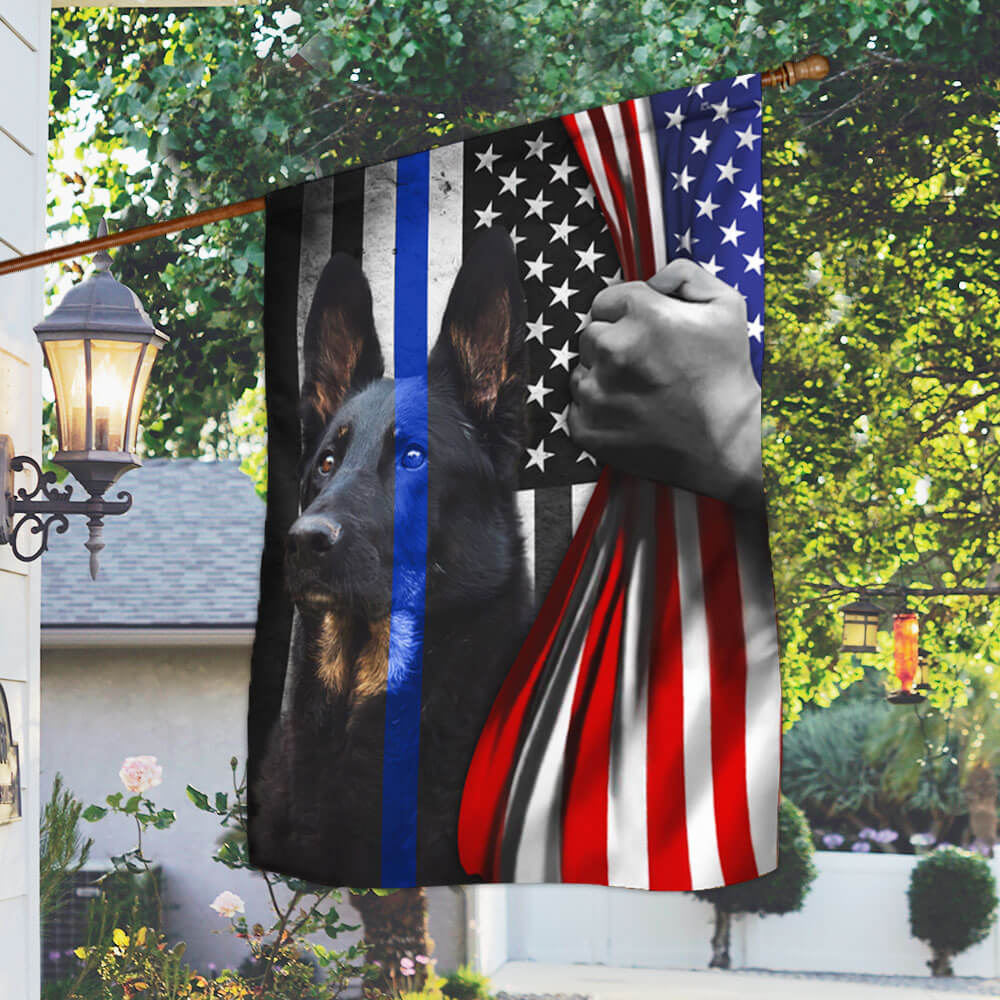 The Thin Blue Line K-9 Dog American Flag