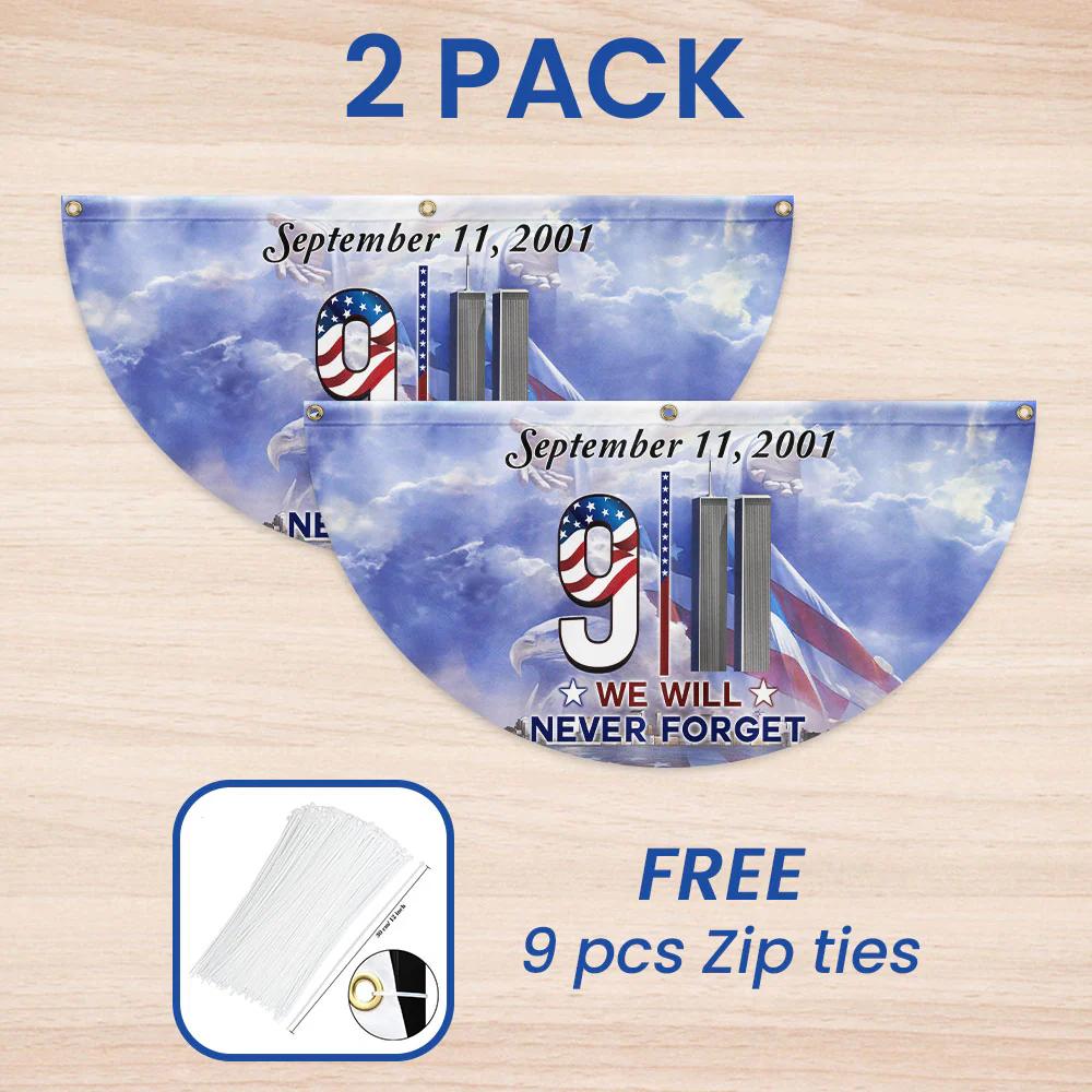 911 Patriot Day Never Forget September 11th Twin Towers 9/11 Non-Pleated Fan Flag