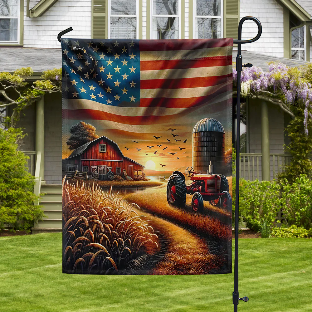 Farm Life Tractor So God Made A Farmer American Flag 3-Day Shipping