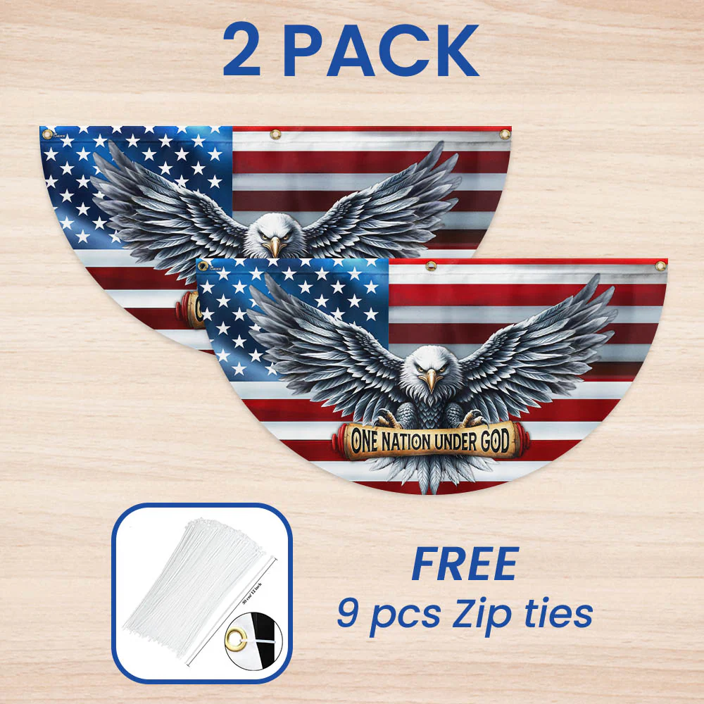 One Nation Under God Patriotic Eagle Non-Pleated Fan Flag