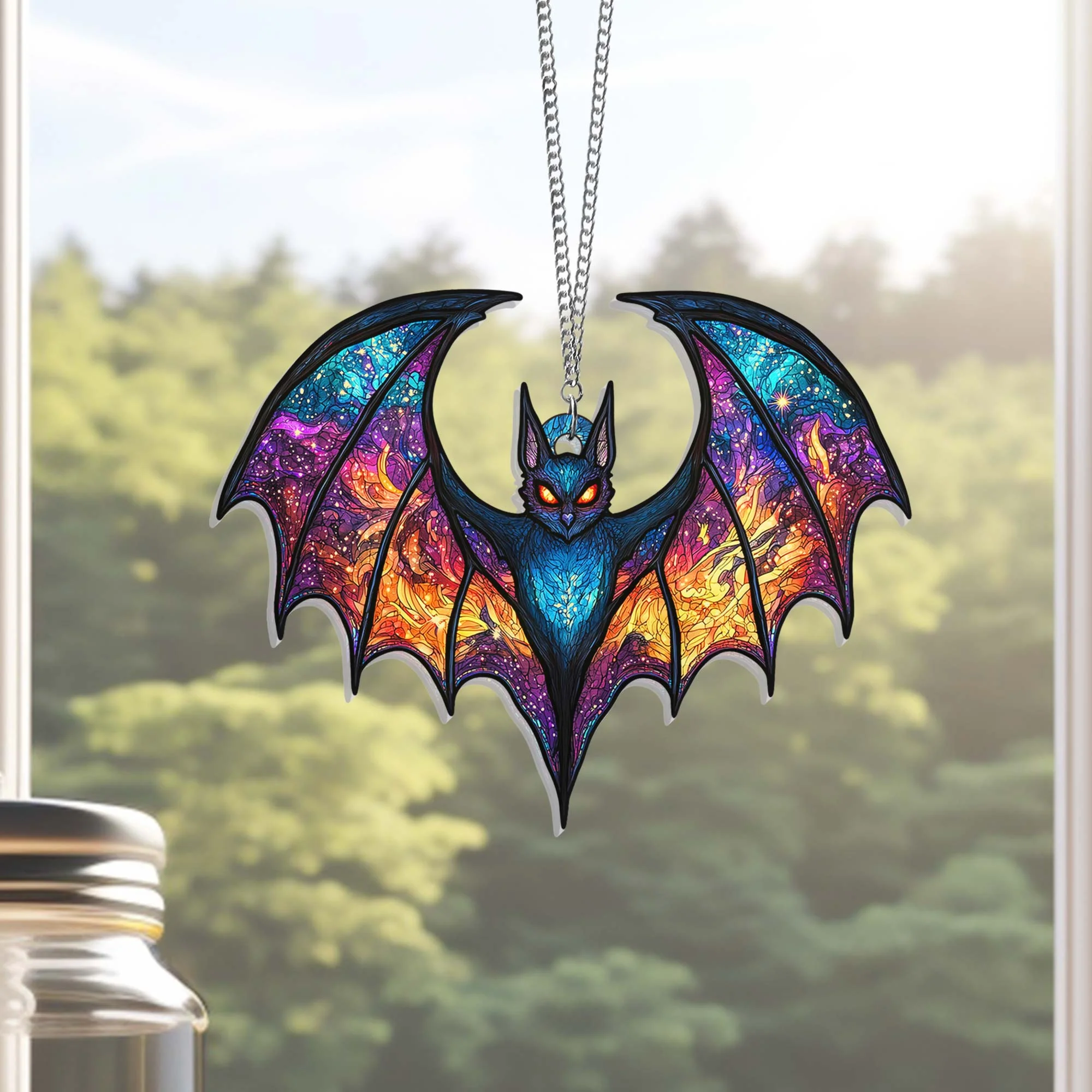 Halloween Bat Suncatcher - Gothic Acrylic Window Hanging Ornament for Bat Lovers