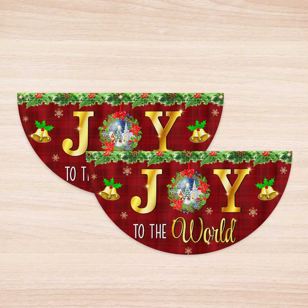 Joy to the World Christmas Fan Flag - Non-Pleated Holiday Décor & Gift