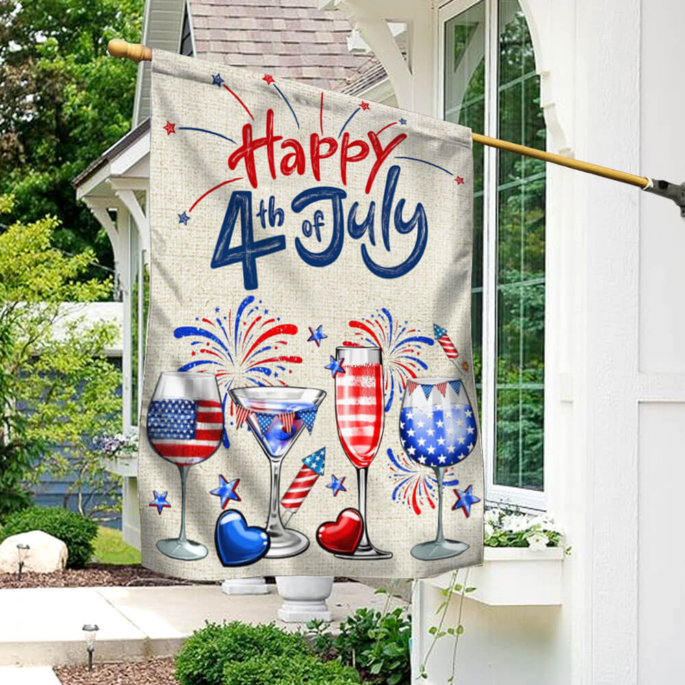 Bimipi American Flag - 4th Of july Red White And Blue Wine Patriotic Flag