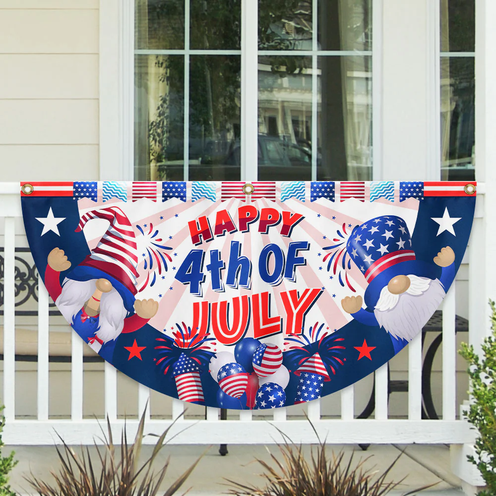 Bimipi American Flag - Happy 4th Of july Independence Day Gnomes Non-Pleated Fan Flag